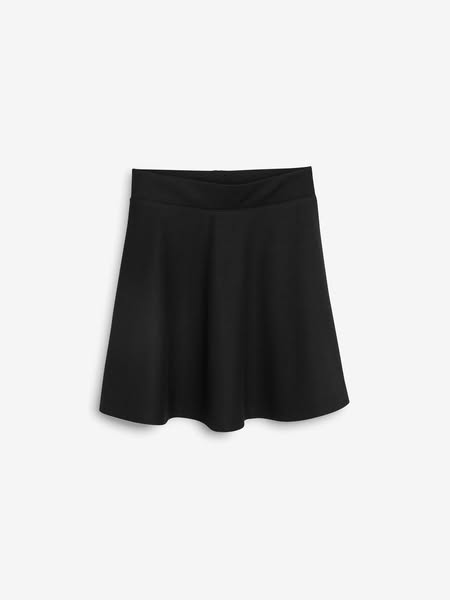 Black Regular Length Pull-On Jersey Stretch School Skater Skirt (3-17yrs)