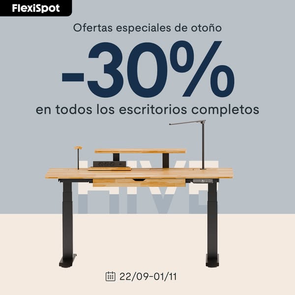 Hasta -30% en escritorios ergonómicos