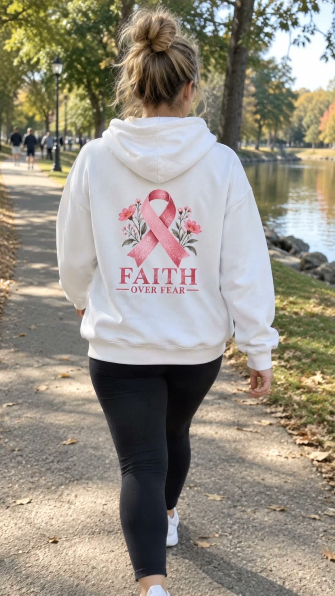 Faith Over Fear Pink Ribbon Graphic Hoodie