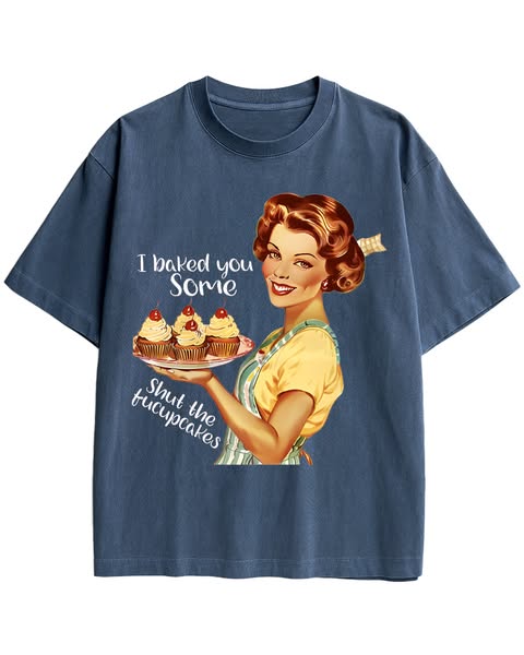 TheRetroTee Retro Sarcastic Housewife Graphic Pin-up Cotton T-Shirt