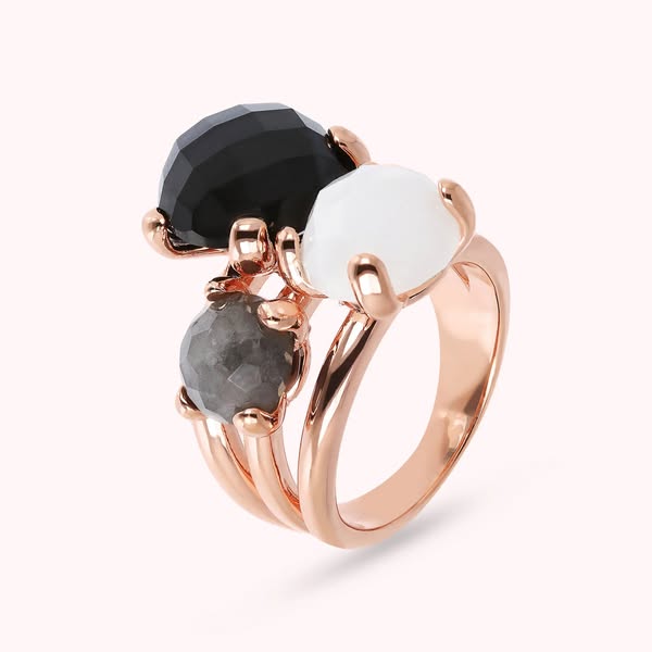 Bague trilogy multifils avec pierres naturelles Noir / 18 (58)