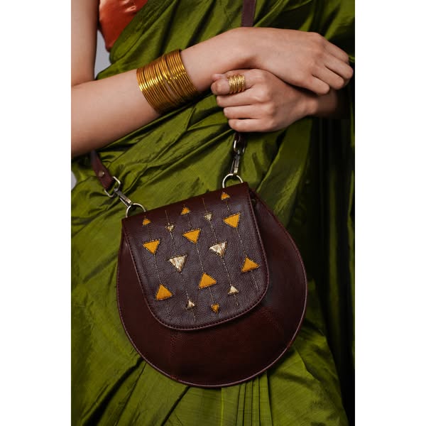 Hand Embroidered Golden Pyramid Nalina Sling Bag