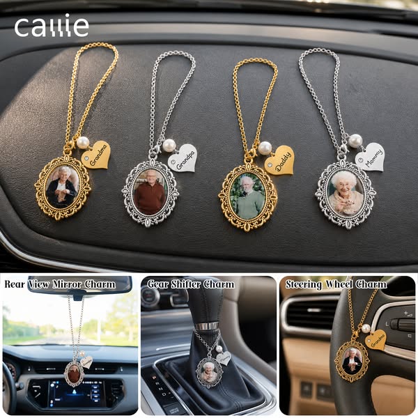 Personalized Loving Memory Heart Photo Steering Wheel Charm