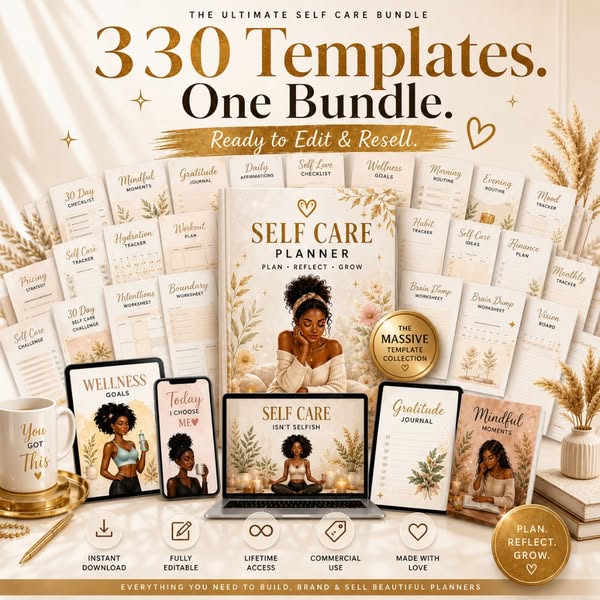 330 Melanin Self-Care Planner PLR | Customize, Rebrand & Sell