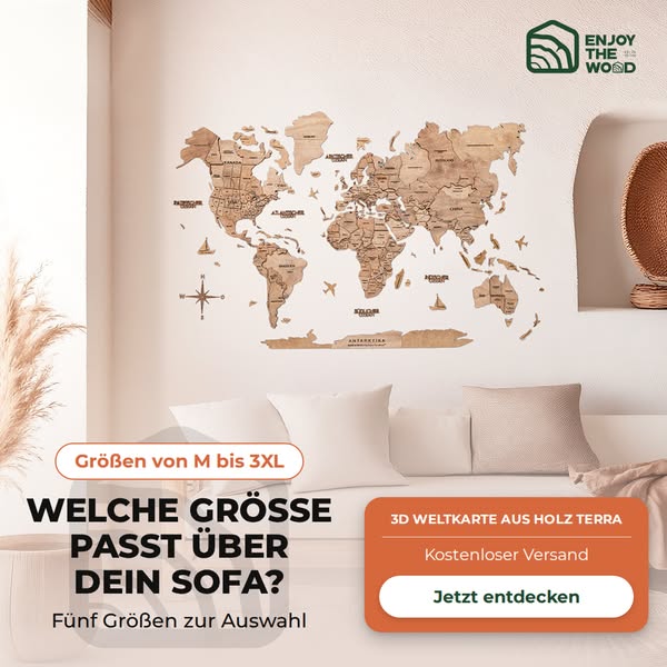 Holz-Weltkarte ab 97 € – handgefertigt