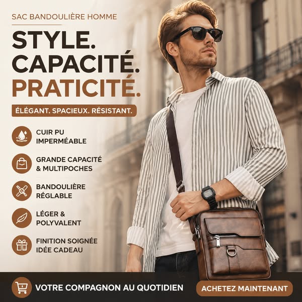 PROMO LIMITÉE 50% DE RÉDUCTION ! Sacoche Bandoulière Hommes – Élég