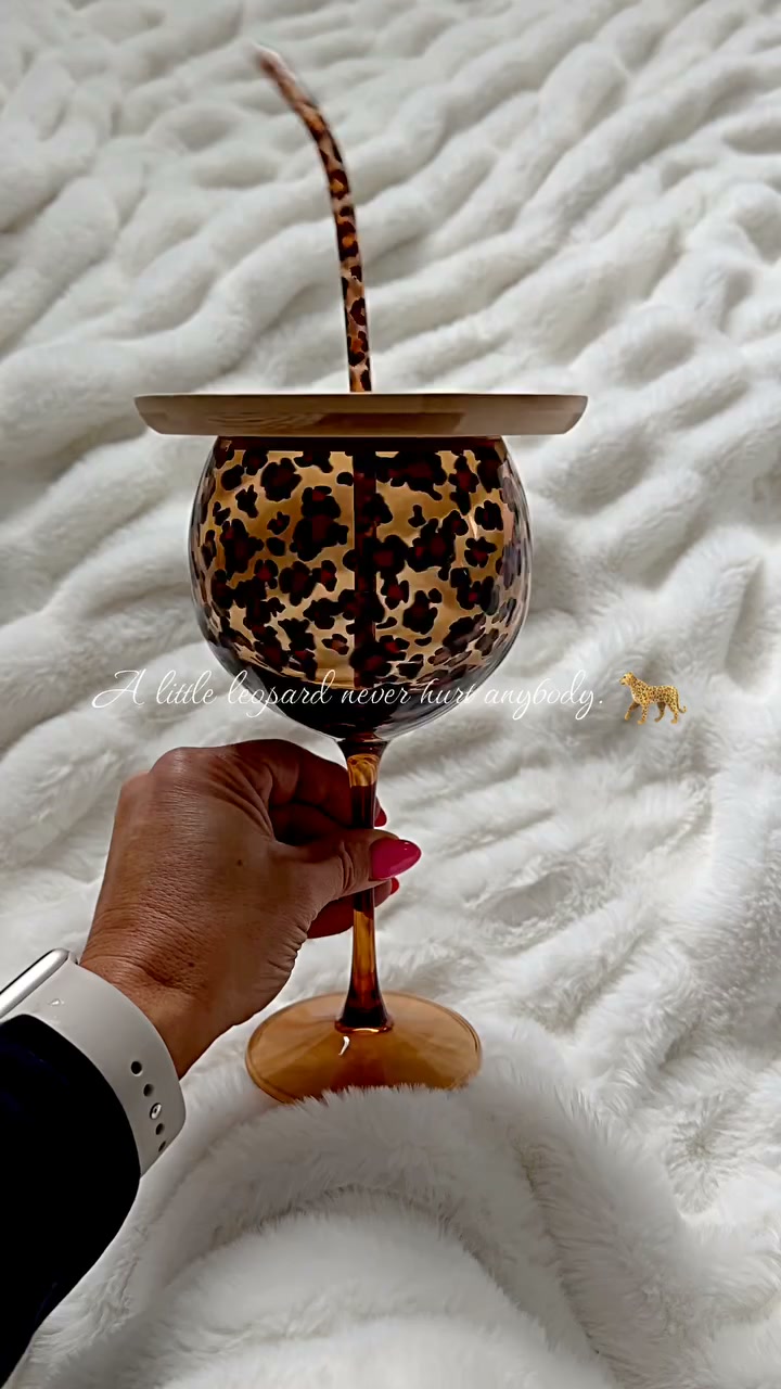 Leopard Print Wine Glass & Snack Charcuterie Set