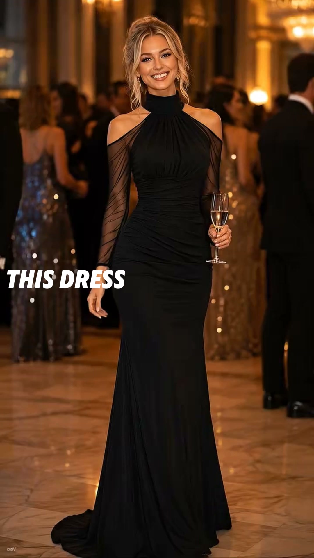 The Elara Sheer Cold-Shoulder Mermaid Gown
