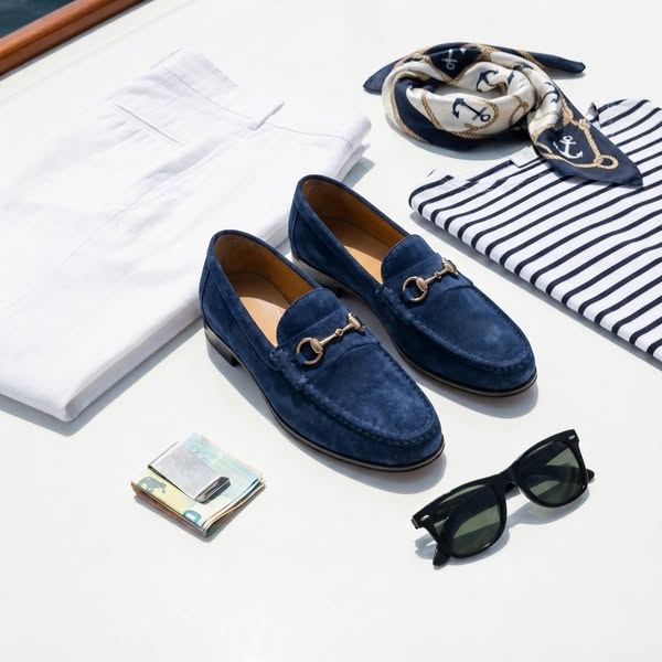 Handcrafted Blue Suede Loafers | Quiet Luxury