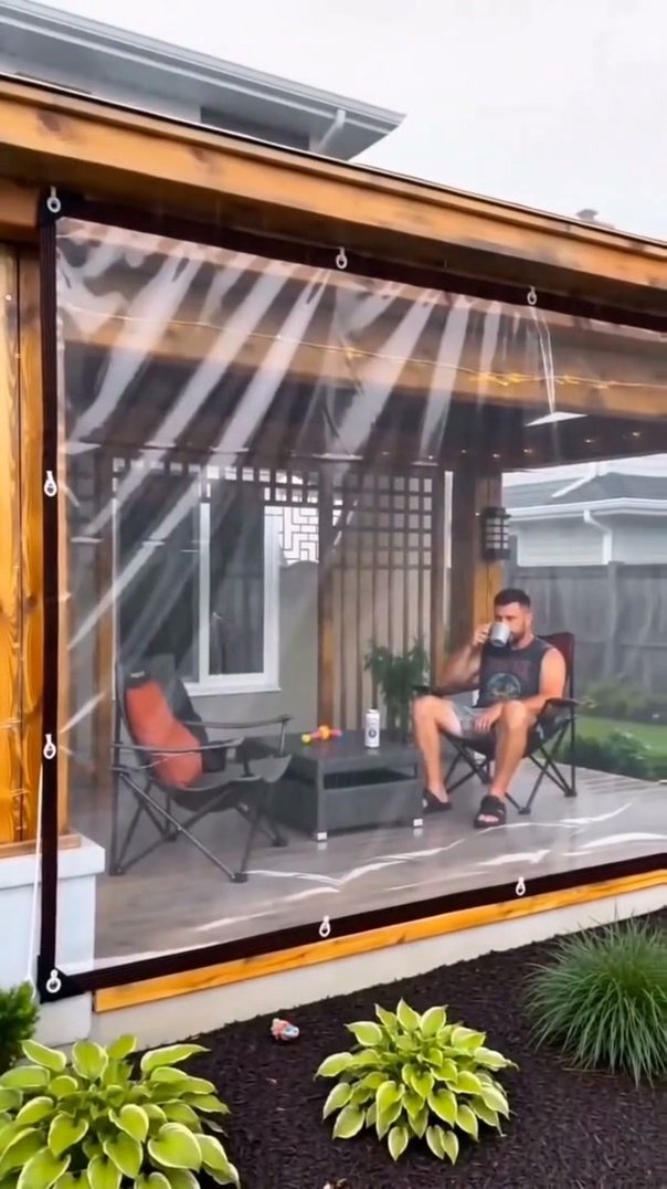 Clear Waterproof PE Tarp, Transparent Outdoor Cover with Metal Grommets
