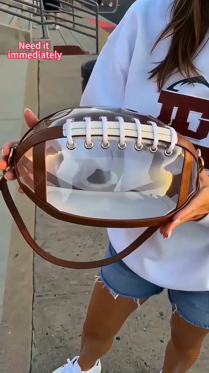 Clear Football-Shaped Crossbody Bag – Game-Day Style Meets Everyday Convenience