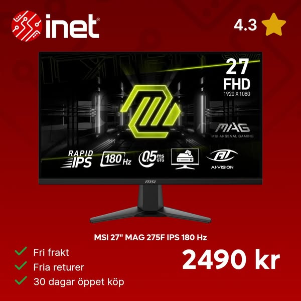 MSI 27" MAG 275F IPS 180 Hz