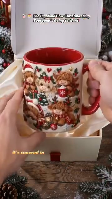 50% OFF Festive Highland Cow & Snowman Ceramic Mugs – Add a Little Christmas Magic to Every Sip!