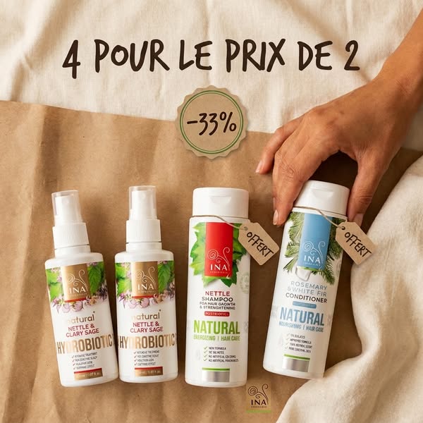 Deux Hydrobiotic, shampoing et après-shampooing offerts