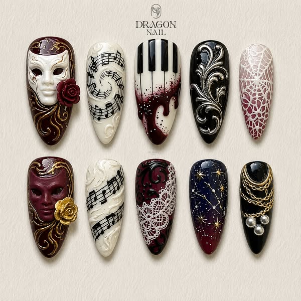 Dark Masquerade Romantic Elegance Press On Nails