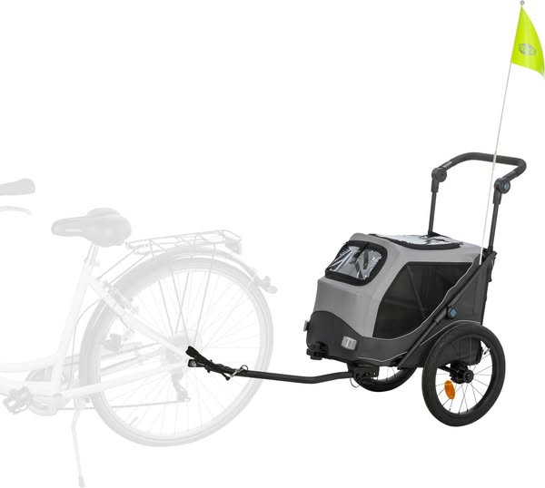 Trixie Fietskar Opvouwbaar - Hondenfietskar - Grijs Zwart 63x95x90/132 Cm Tot 22 Kg Medium