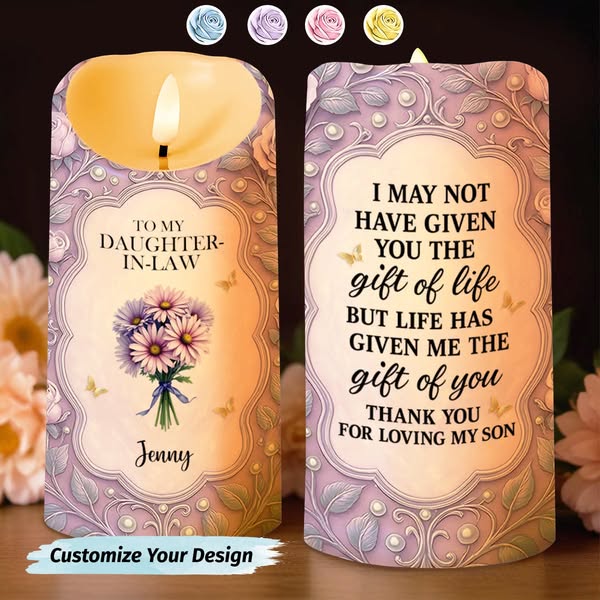 Celebrate Your Daughter-In-Law With Our Customizable LED Candle! Change the Flower for Her Special Month!