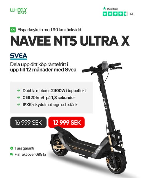 NAVEE NT5 Ultra X | Elsparkcykel 90 km | Wheelyshop