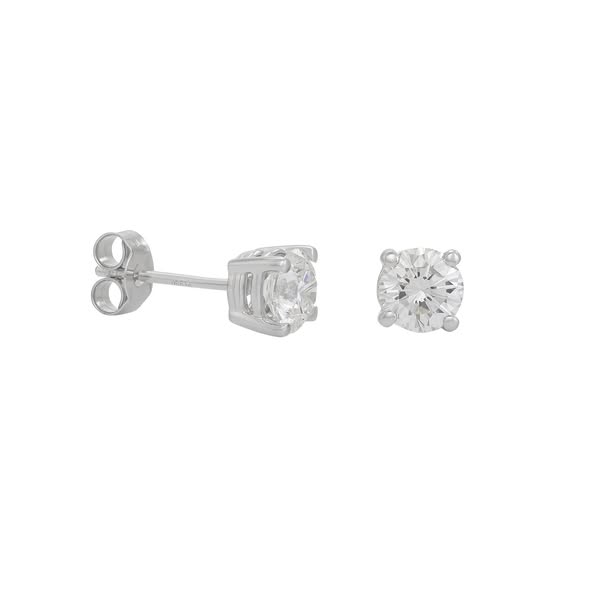 Platinum 1.21ct Diamond Solitaire Stud Earrings by Britannia Jewellery