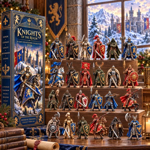 Knights of the Realm 2026 – 24-Day Medieval Legends Countdown Calendar with 24 Unique Knight Miniatures, Fantasy Collectible Gift for Mediev