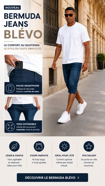 Nouveau bermuda jeans Blévo