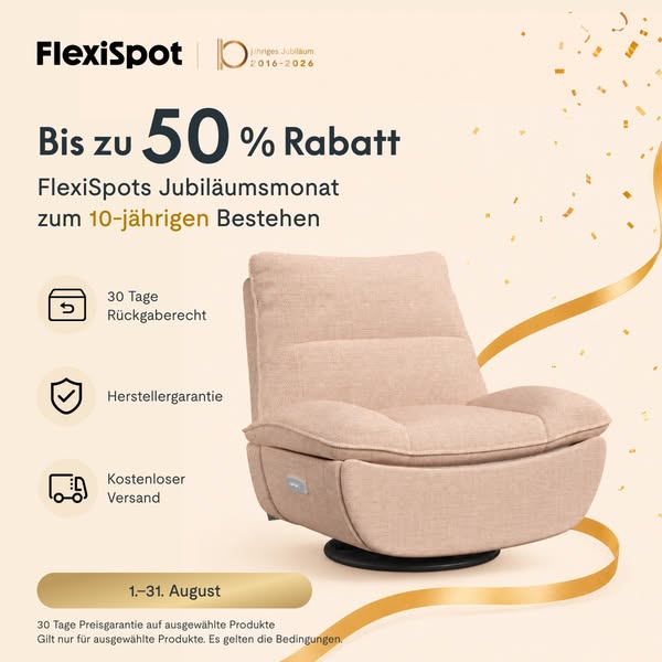 Jubiläumsmonat: bis zu 50 % sparen