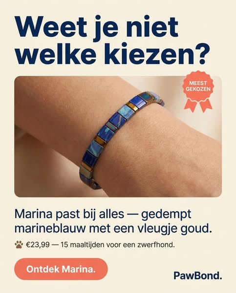 Elke armband voedt 15 honden.