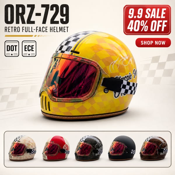 Ride Safer in Style – Retro Full-Face Helmet