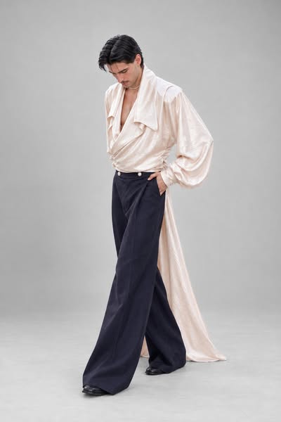 Long Draped Shirt with Tailcoat Silhouette | Hristakiev