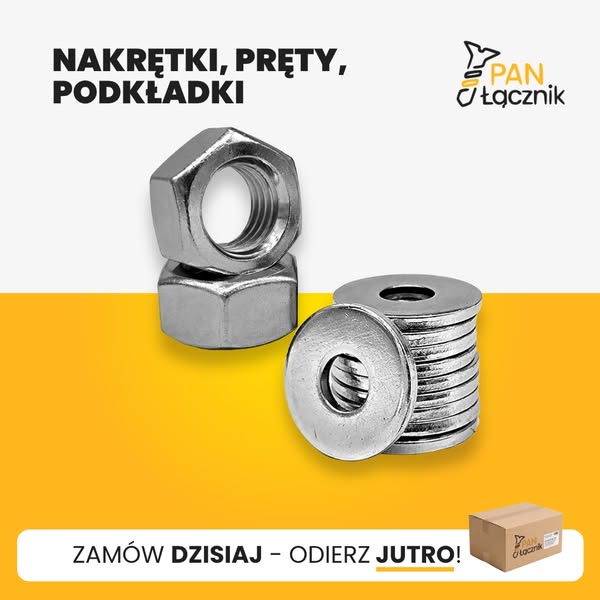 Nakrętki, pręty i podkładki do pracy na dachu