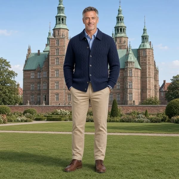 The cardigan with a shirt collar.