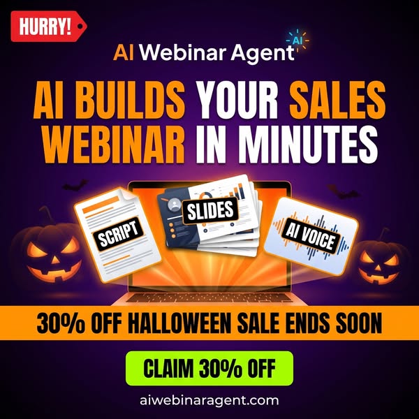 AI Webinar Agent Halloween Sale: 30% Off