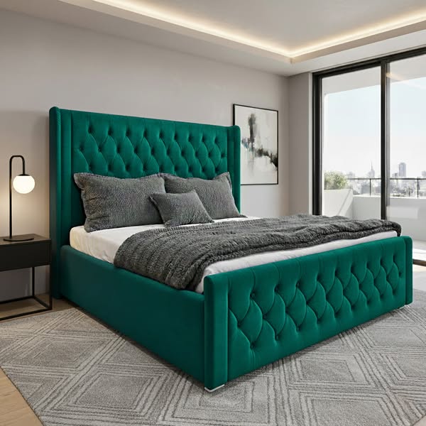 Panama Upholstered Bed Set | Luxury Bed Frames UK, Super King: 6Ft / Solid Divan Base / Back Care