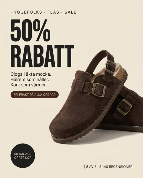 50% på Stugan® clogs