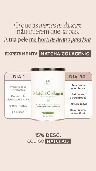 Até 20% de desconto. Código: MATCHA20