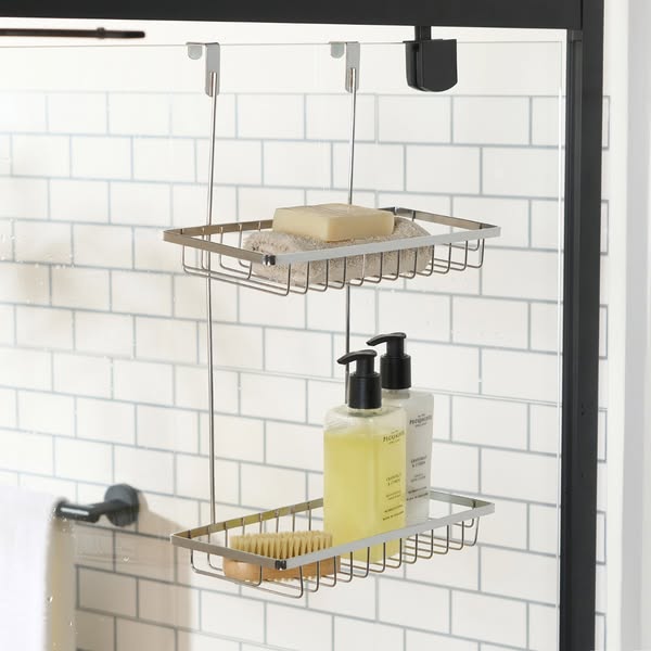 OHS Over The Door Double Shower Caddy - Silver