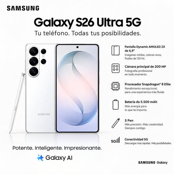 Samsung Galaxy S26 Ultra 5G: ¡El nuevo smartphone insignia de 2026!