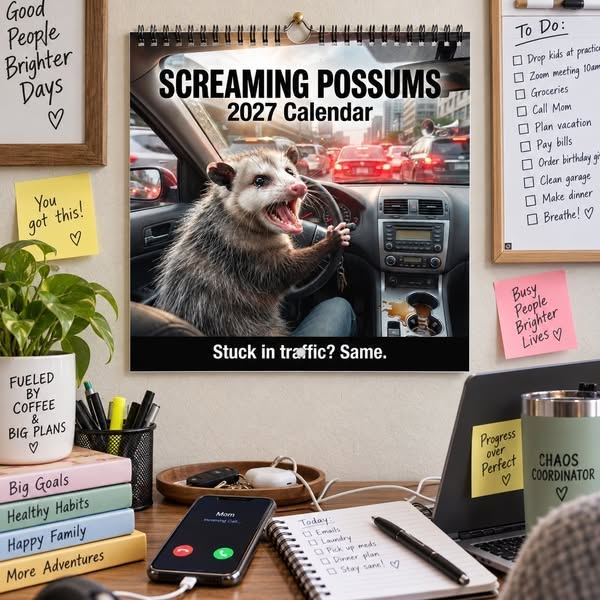 Screaming Possums 2027 Wall Calendar – 12-Month Funny Relatable Calendar, C