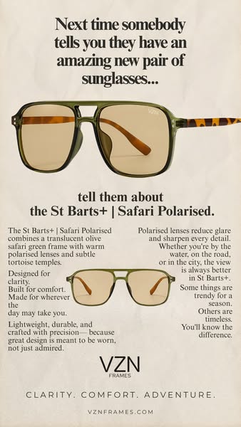 Perfectly Polarised Lenses with No Rainbow Slick.