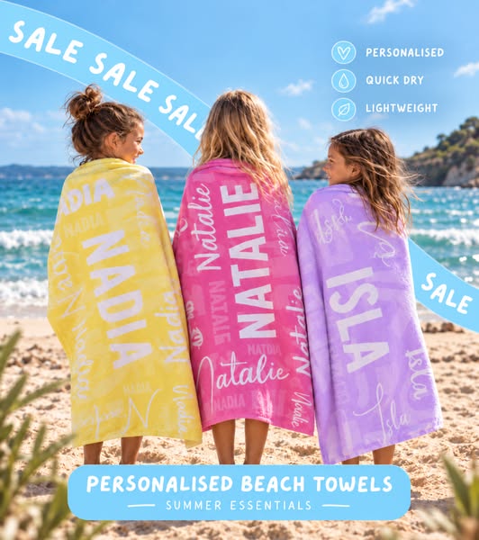 Personalised Beach Towels — Sale Now $29