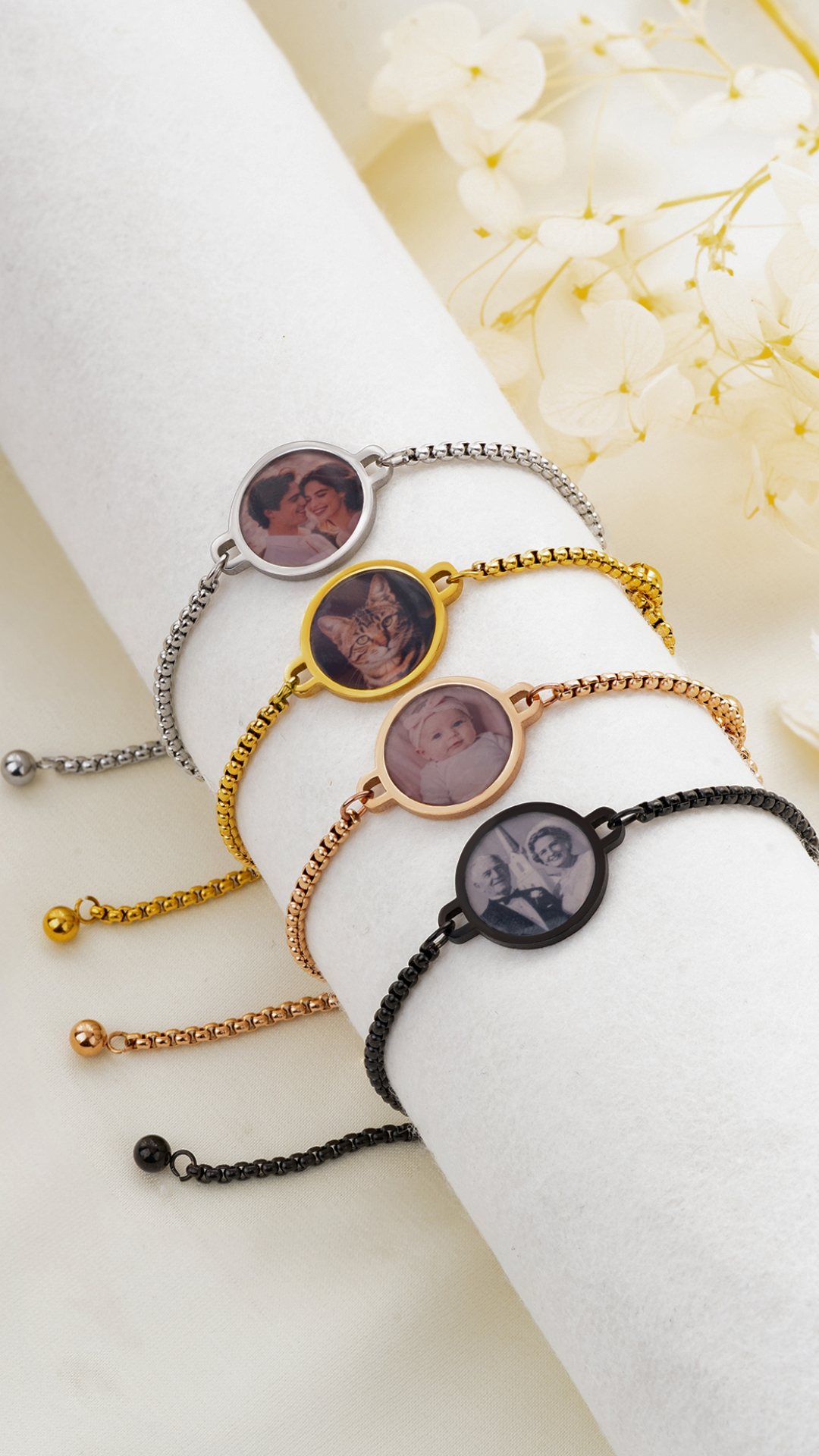 Personalized Heat-Activated Hidden Photo Adjustable Bracelet with Engraved Text