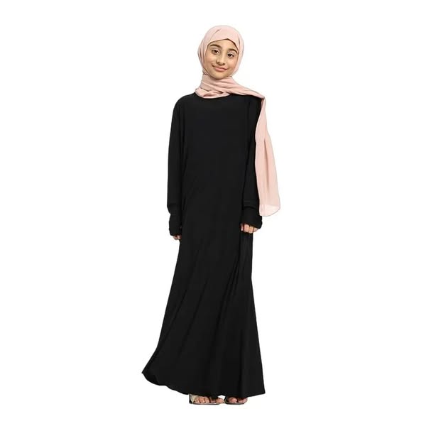 Girls Black Jersey Abaya