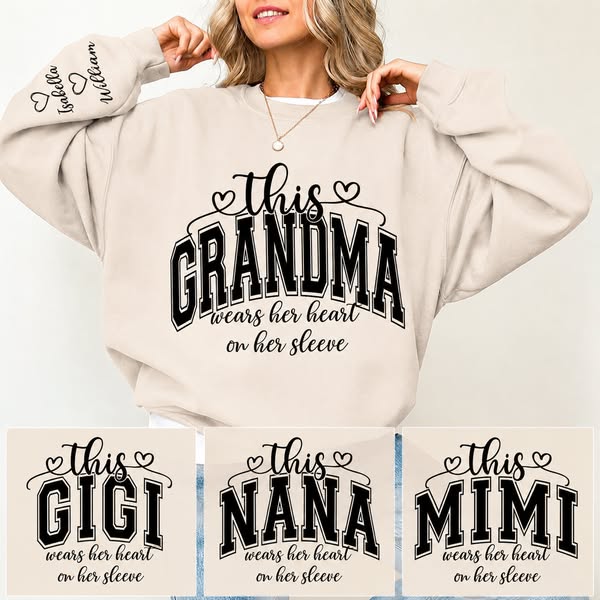 This Grandma Wears Her Heart On Her Sleeve Shirt with Grandkids’ Names