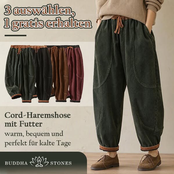 Warme Cord-Haremshose mit kuscheligem Fleecefutter