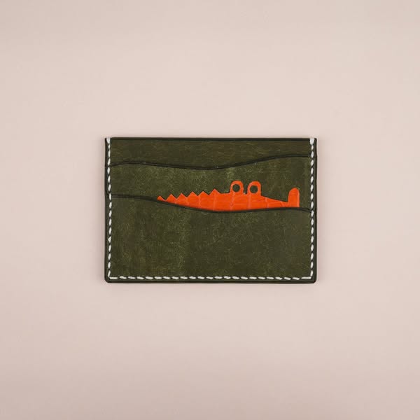 Minimalist Green Pueblo Leather Card Holder - Stupid Alligator