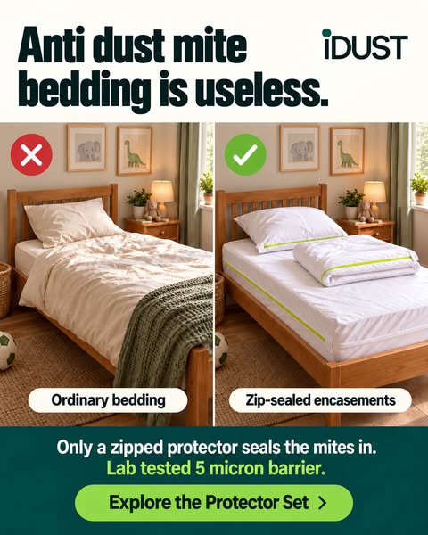 Bedding Won't Stop Dust Mites. A Sealed Protector Will.