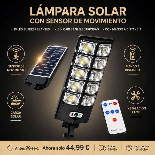 ¿Sigues pagando por iluminar tu jardín? Cambia a energía solar y disfruta de una luz potente cada noche. Sensor de movimiento Sin