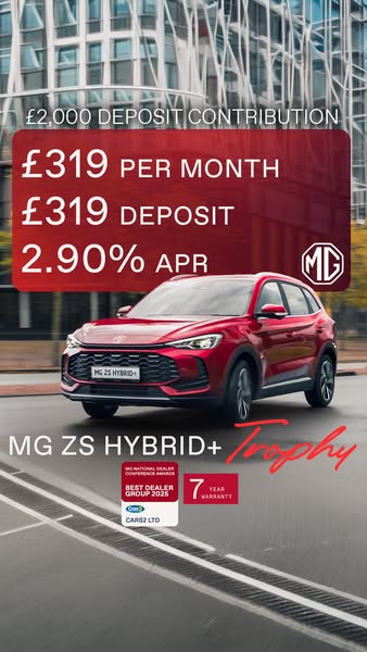 PCP: MG ZS Hybrid+ Trophy £319 Per Month | Cars2 Yorkshire