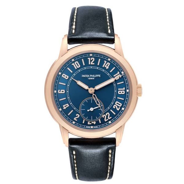 Patek Philippe Calatrava (Reference 5224R-001). A 42mm rose gold automatic wristwatch and dual time, Mens Watch