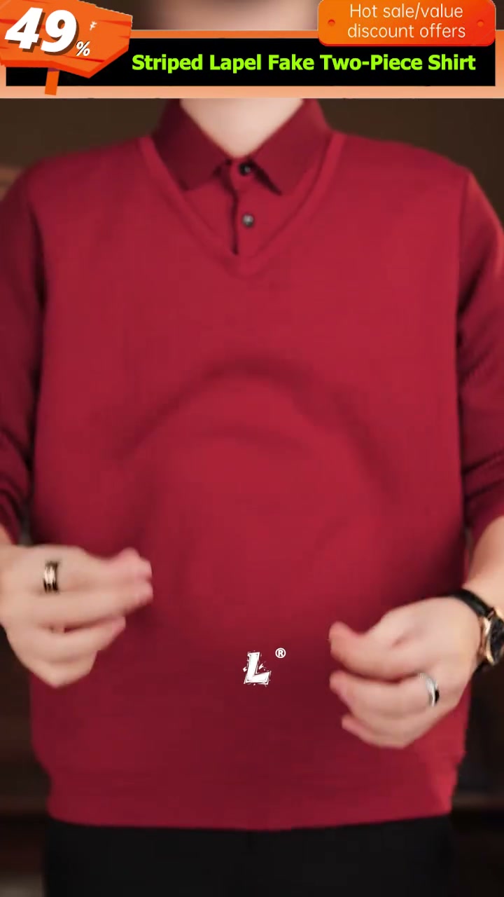 Men's False Two-Piece Long Sleeve Top